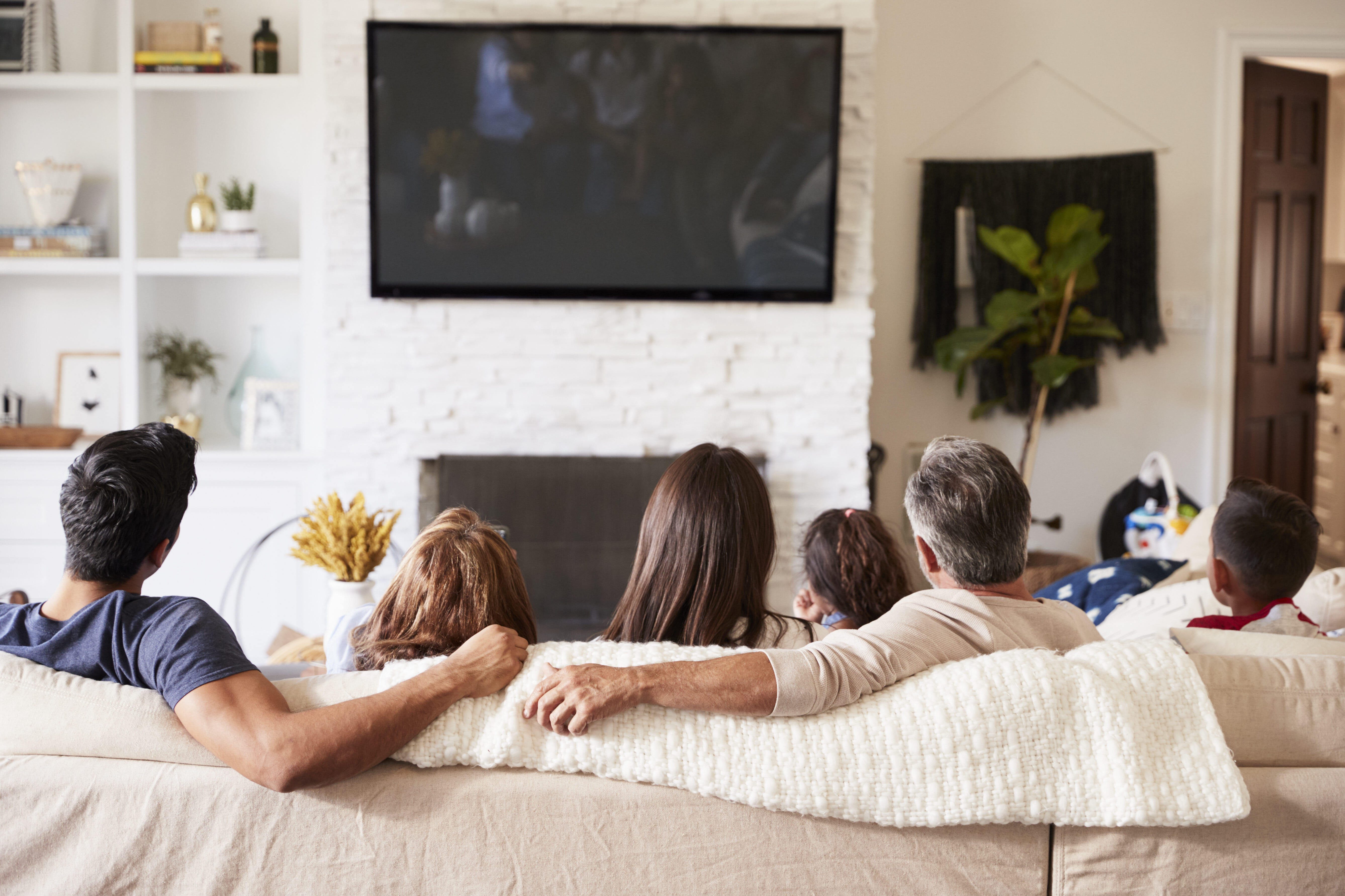 Family watching TV